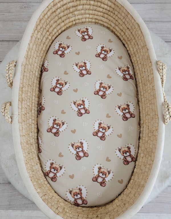 My Sweet Baby - Puuvillainen lakana vaunuihin ja Mooseksen koriin 75x35 cm - Teddy Love