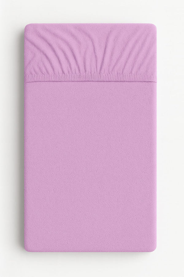 Bobono - Muotoonommeltu froteelakana 120x60 cm - liila
