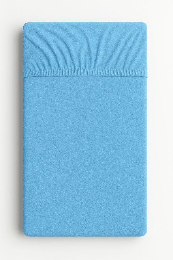 Bobono - Muotoonommeltu froteelakana 120x60 cm - sininen