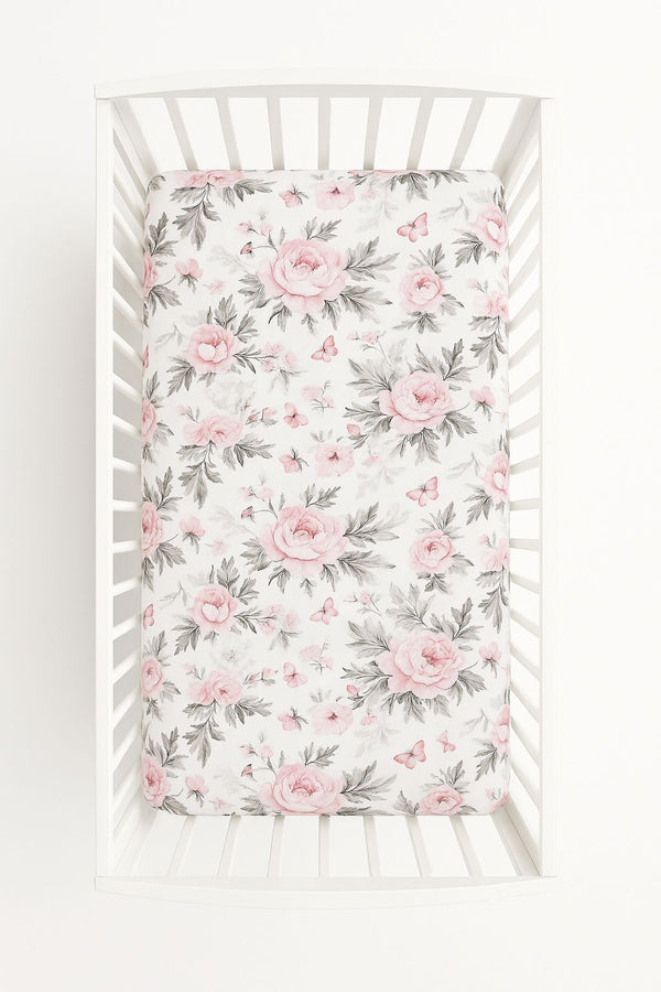 My Sweet Baby - Puuvillainen lakana 120x60 cm - romanttiset pionit