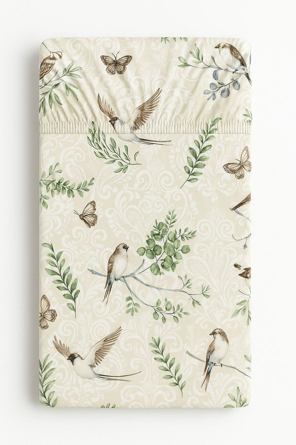 My Sweet Baby - Puuvillalakanaa 120x60 cm - ruskeat linnut