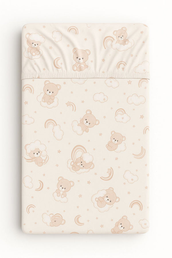 My Sweet Baby - Puuvillalakano 120x60 cm - Sateenkaari beige karhu