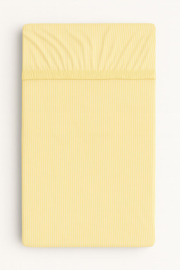 Bobono - Puuvillalakanaa 120x60 cm - keltaiset raidat