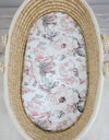My Sweet Baby - Puuvillalakanna moses-korin patjalle 75x35 cm - Seepianväriset ruusut