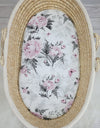 My Sweet Baby - Puuvillainen lakana Mooseskorin patjalle 75x35 cm - Romanttiset pionit