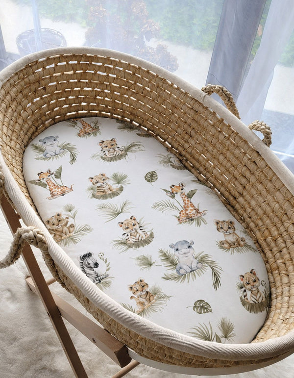 My Sweet Baby - Puuvillainen aluslakana vaunuihin ja Mooseskorin patjalle 75x35 cm - Little Safari