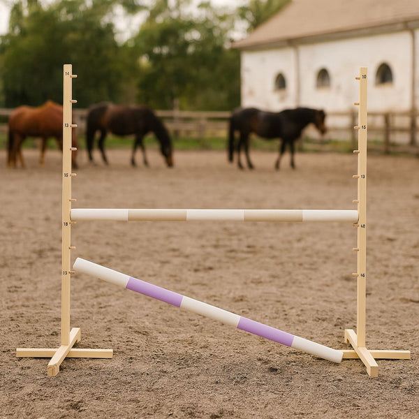 Super Hobby Horse - Hobby Horse -hyppyeste 120 cm, 2 puomia, beige ja vaaleanvioletti
