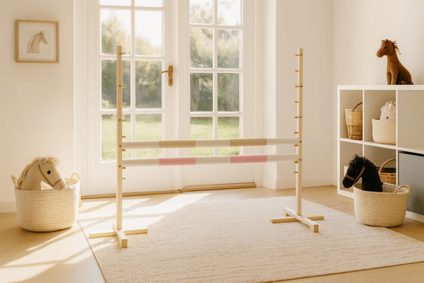 Super Hobby Horse - Hobby Horse -estepuomi 120 cm, kahdella puomilla, beige ja vaaleanpunainen