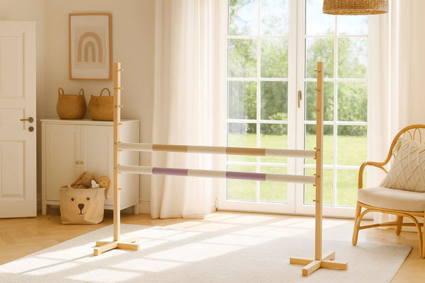 Super Hobby Horse - Hobby Horse -hyppyeste 120 cm, 2 puomia, beige ja vaaleanvioletti