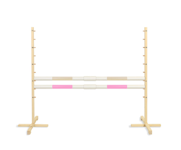 Super Hobby Horse - Hobby Horse -estepuomi 160 cm, korkeus 120 cm, kahdella puomilla, beige ja vaaleanpunainen