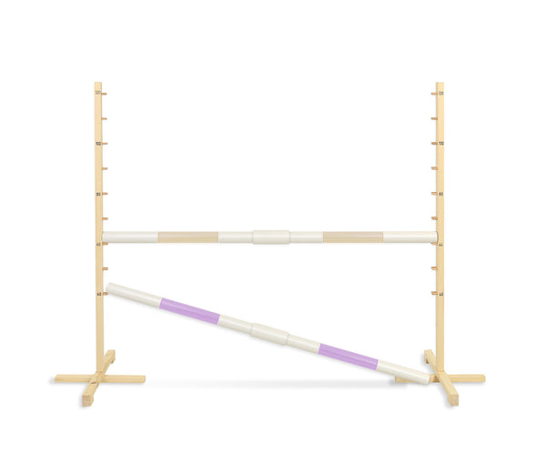 Super Hobby Horse - Hobby Horse -hyppyeste 160 cm, h-120 cm, kahdella puomilla, beige ja vaaleanvioletti