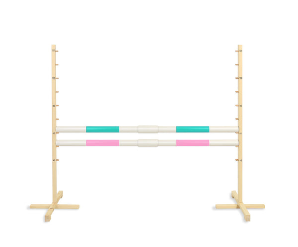 Super Hobby Horse - Hobby Horse -este 160 cm, k-120 cm, kahdella puomilla, mintunvihreä ja vaaleanpunainen
