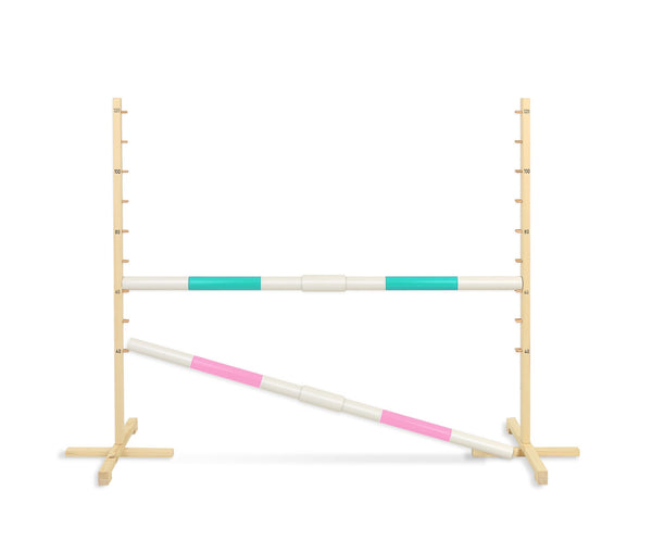 Super Hobby Horse - Hobby Horse -este 160 cm, k-120 cm, kahdella puomilla, mintunvihreä ja vaaleanpunainen