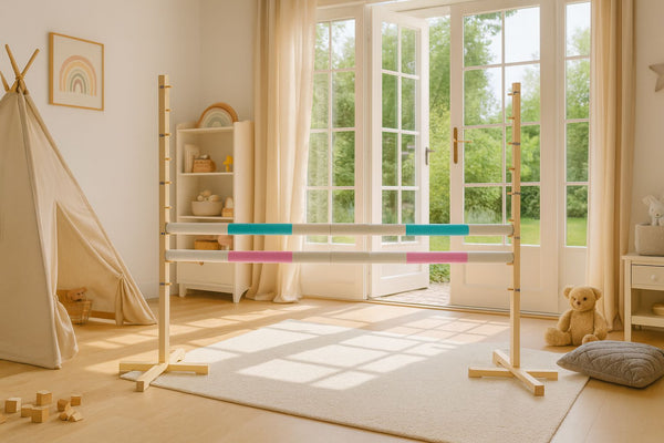 Super Hobby Horse - Hobby Horse -este 160 cm, k-120 cm, kahdella puomilla, mintunvihreä ja vaaleanpunainen