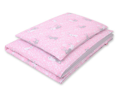 Pussilakanasetti Vauvalle - 120X90cm - Pink Rabbits/Grey
