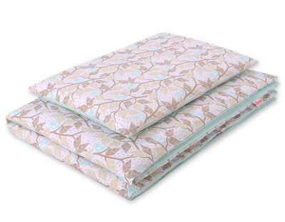 Pussilakanasetti Vauvalle - 135X100cm - Beige Leaves