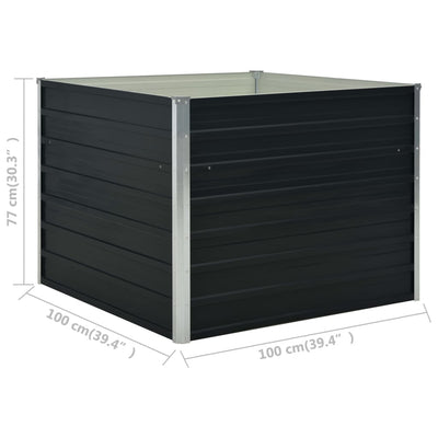 Puutarhalaatikko 100x100x77cm galvanoitu teräs antrasiitti - Vuodevaatteet