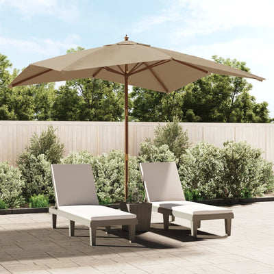Puutarhan aurinkovarjo puutolppa taupe 300x300x273 cm