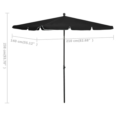 Puutarhan aurinkovarjo tangolla 210x140 cm musta