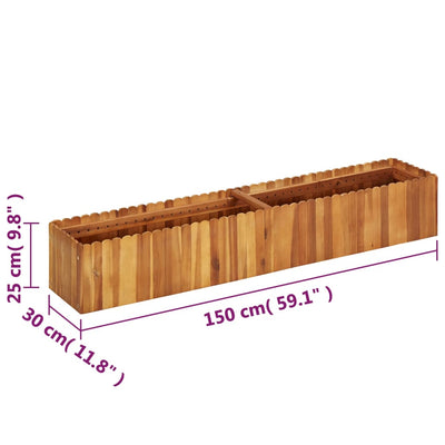 Puutarhan korotettu kukkalaatikko 150x30x25cm täysi akaasiapuu - Vuodevaatteet
