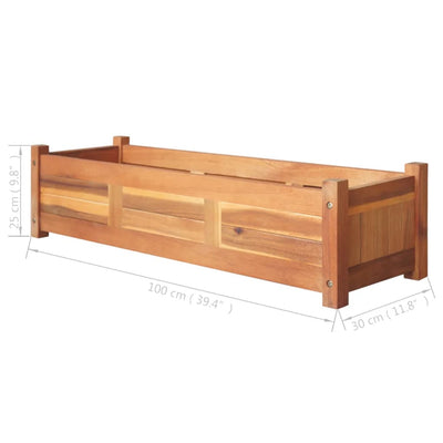 Puutarhan korotetut kukkalaatikot 2 kpl akaasiapuu 100x30x25 cm - Vuodevaatteet