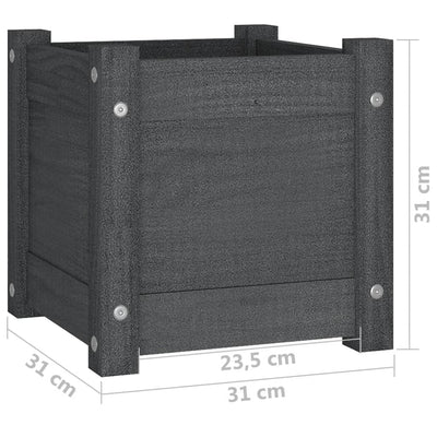 Puutarhan kukkalaatikko harmaa 31x31x31 cm täysi mänty - Vuodevaatteet