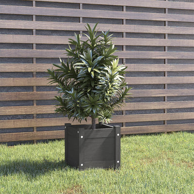 Puutarhan kukkalaatikko harmaa 31x31x31 cm täysi mänty - Vuodevaatteet