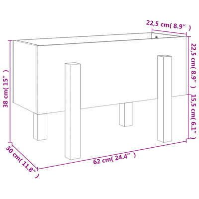 Puutarhan kukkalaatikko harmaa 62x30x38 cm täysi mänty - Vuodevaatteet
