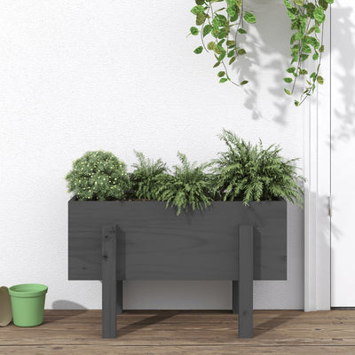 Puutarhan kukkalaatikko harmaa 62x30x38 cm täysi mänty - Vuodevaatteet