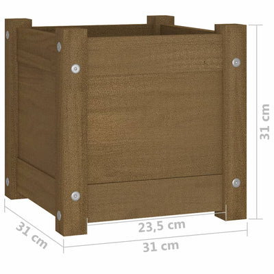 Puutarhan kukkalaatikko hunajanruskea 31x31x31 cm täysi mänty - Vuodevaatteet