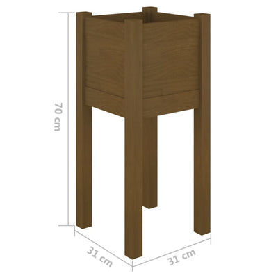 Puutarhan kukkalaatikko hunajanruskea 31x31x70 cm täysi mänty - Vuodevaatteet