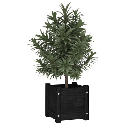 Puutarhan kukkalaatikko musta 31x31x31 cm täysi mänty - Vuodevaatteet