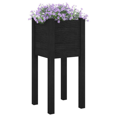 Puutarhan kukkalaatikko musta 31x31x70 cm täysi mänty - Vuodevaatteet