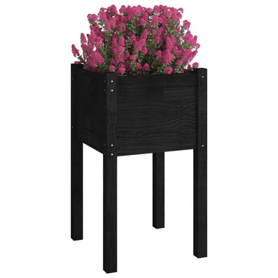 Puutarhan kukkalaatikko musta 40x40x70cm täysi mänty - Vuodevaatteet