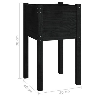 Puutarhan kukkalaatikko musta 40x40x70cm täysi mänty - Vuodevaatteet