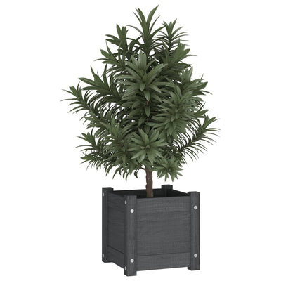 Puutarhan kukkalaatikot 2 kpl harmaa 31x31x31 cm täysi mänty - Vuodevaatteet