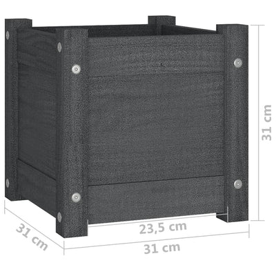 Puutarhan kukkalaatikot 2 kpl harmaa 31x31x31 cm täysi mänty - Vuodevaatteet