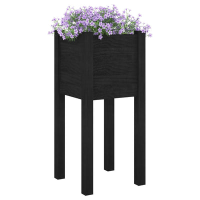 Puutarhan kukkalaatikot 2 kpl musta 31x31x70 cm täysi mänty - Vuodevaatteet