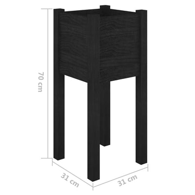 Puutarhan kukkalaatikot 2 kpl musta 31x31x70 cm täysi mänty - Vuodevaatteet