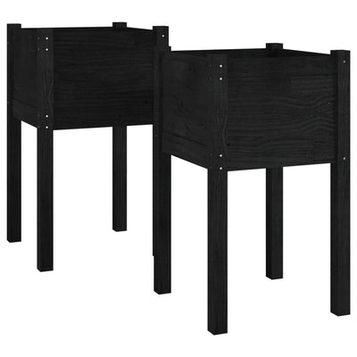 Puutarhan kukkalaatikot 2 kpl musta 40x40x70 cm täysi mänty - Vuodevaatteet