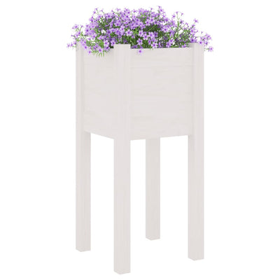 Puutarhan kukkalaatikot 2 kpl valkoinen 31x31x70 cm täysi mänty - Vuodevaatteet