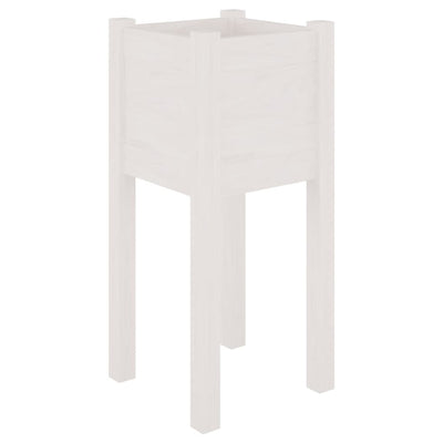 Puutarhan kukkalaatikot 2 kpl valkoinen 31x31x70 cm täysi mänty - Vuodevaatteet