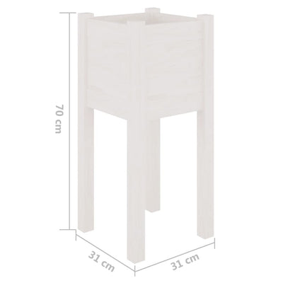 Puutarhan kukkalaatikot 2 kpl valkoinen 31x31x70 cm täysi mänty - Vuodevaatteet