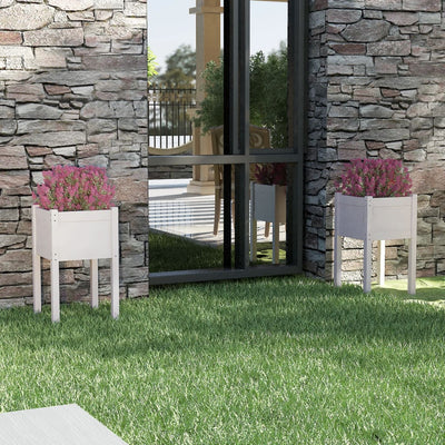 Puutarhan kukkalaatikot 2 kpl valkoinen 40x40x70 cm täysi mänty - Vuodevaatteet
