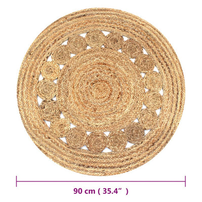 Pyöreä matto 90 cm punottu juutti