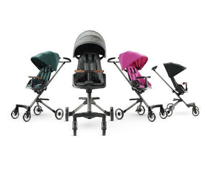 Vaaleanpunainen QPlay Easy -lastenvaunut 3-in-1 -mallina.