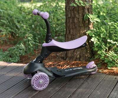 Kolmipyöräinen violetti potkulauta lapsille