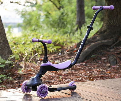 Kolmipyöräinen violetti potkulauta lapsille