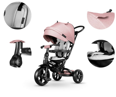Säädettävä Teräsrunko Kolmipyörä Pinkki Lapsille