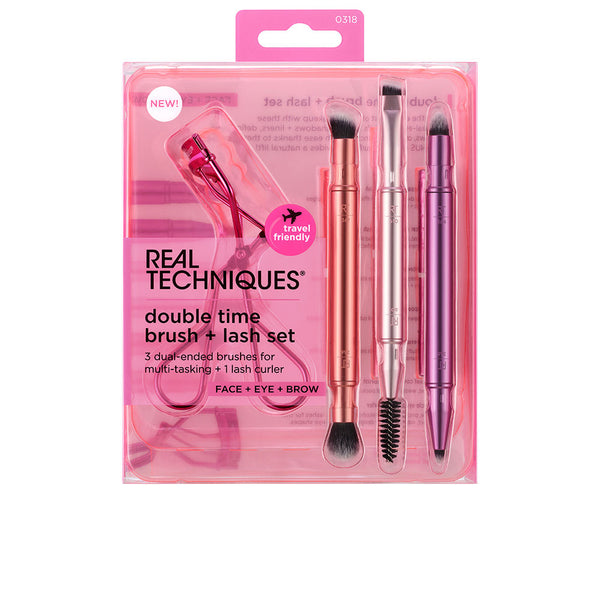 Real Techniques Double Time Brush + Last Case 4 Pcs | Vuodevaatteet.fi